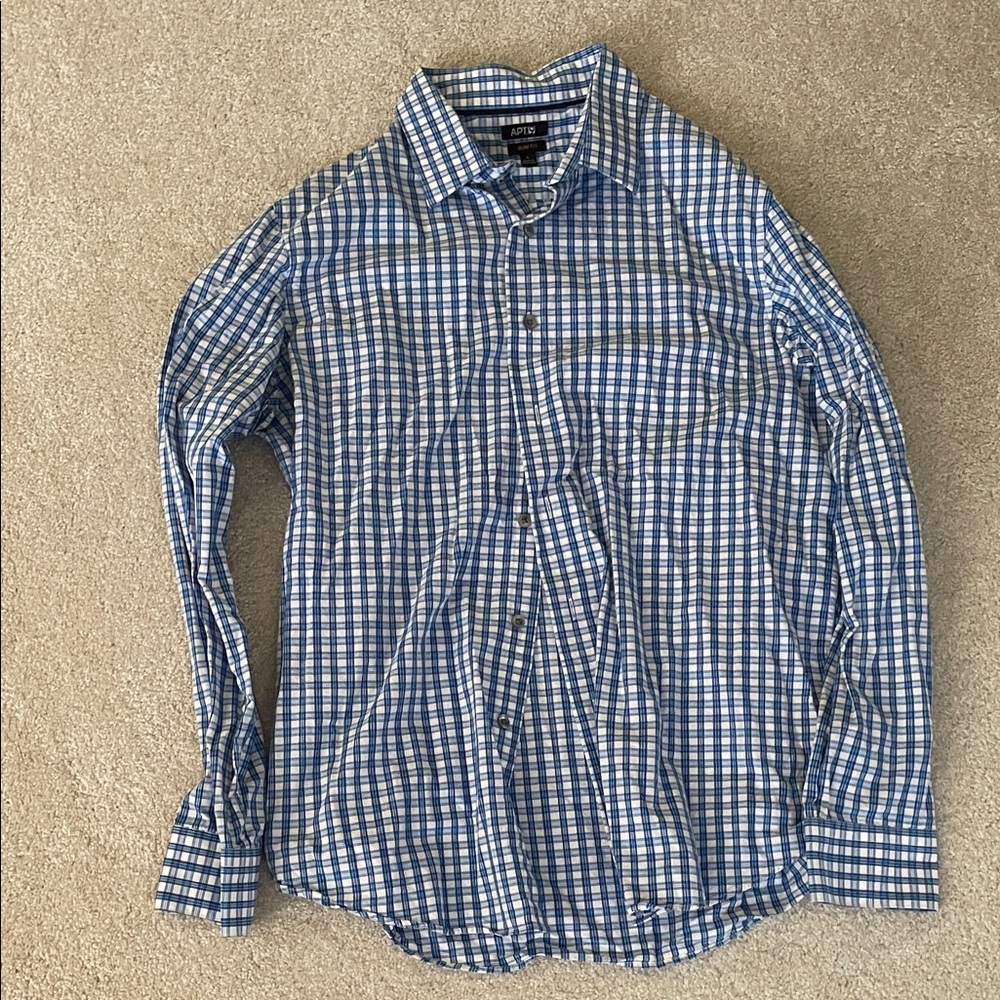 Apt. 9 Blue and White Checkered Men's Shirt